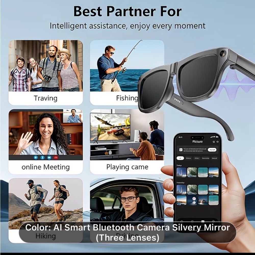 AI Smart Bluetooth Camera Glasses - Picture 2 of 3